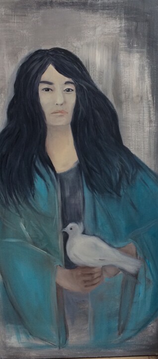 Peinture intitulée "yoko ono" par Marie Pascale Martins, Œuvre d'art originale, Huile