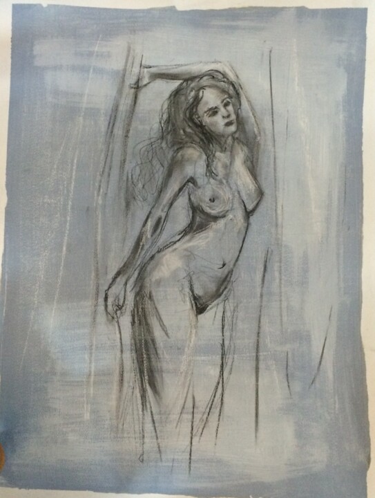 Drawing titled "ondine 3" by Marie Pascale Martins, Original Artwork, Charcoal
