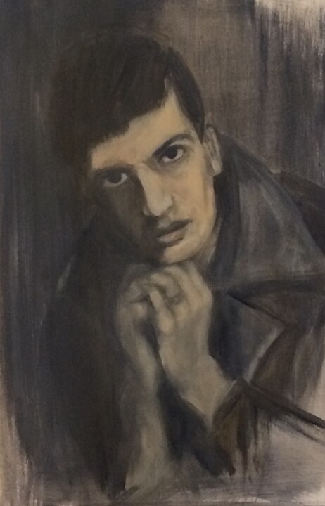 Painting titled "Ian Curtis" by Marie Pascale Martins, Original Artwork, Oil