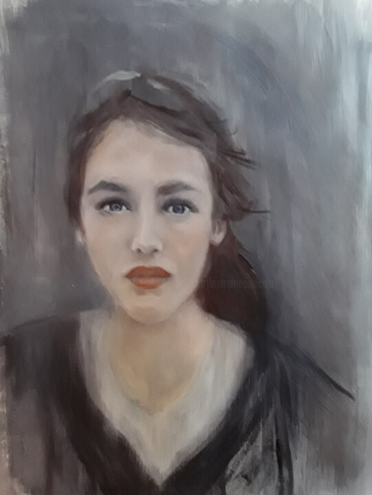 Schilderij getiteld "Isabelle Adjani" door Marie Pascale Martins, Origineel Kunstwerk, Acryl