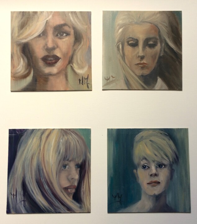 Peinture intitulée "Blondes présentatio…" par Marie Pascale Martins, Œuvre d'art originale, Huile