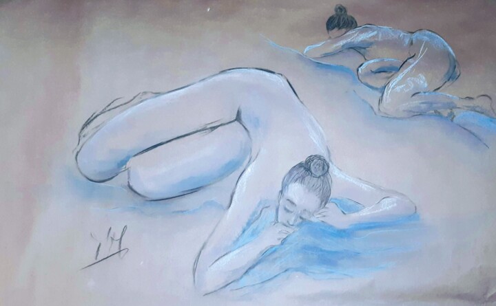 Drawing titled "Nu 2" by Marie Pascale Martins, Original Artwork, Chalk