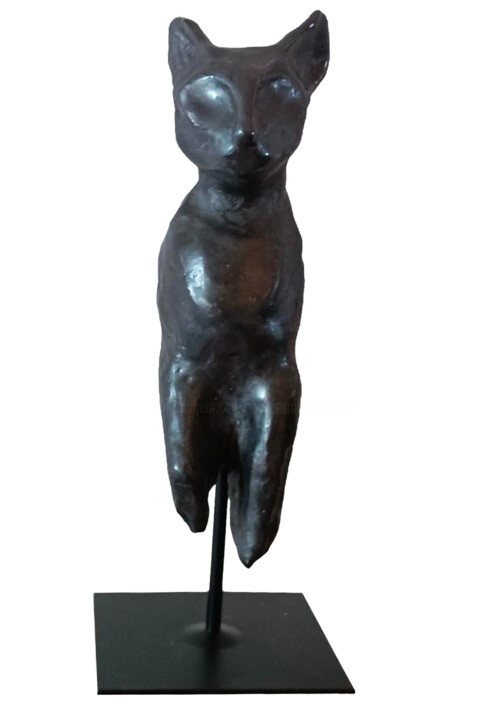 Sculpture titled "chat buste" by Marie Pascale Martins, Original Artwork, Terra cotta