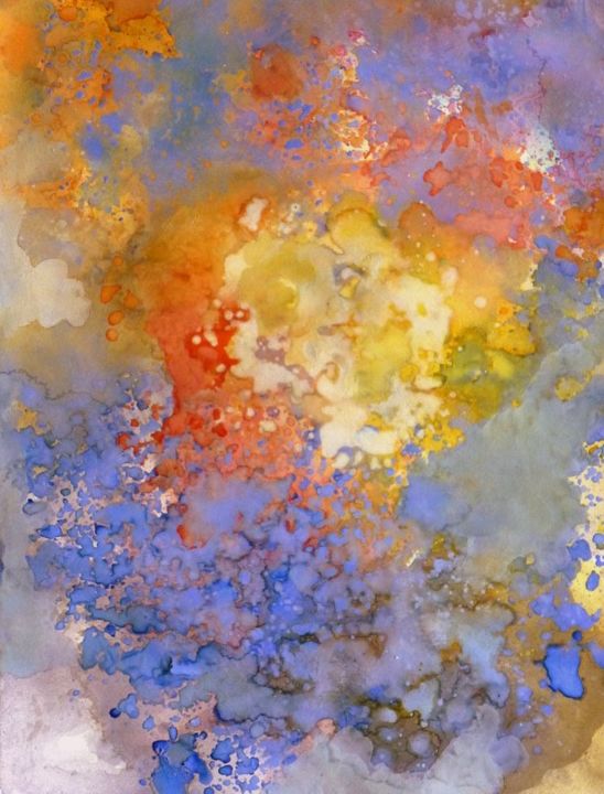 Peinture intitulée "La poésie du ciel…" par Marie Paule Barco Florit, Œuvre d'art originale, Gouache