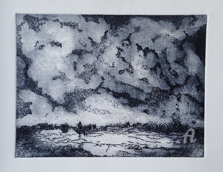 Impressões e gravuras intitulada "Le rivage aux mystè…" por Marie-Paule Demarquez, Obras de arte originais, Água forte