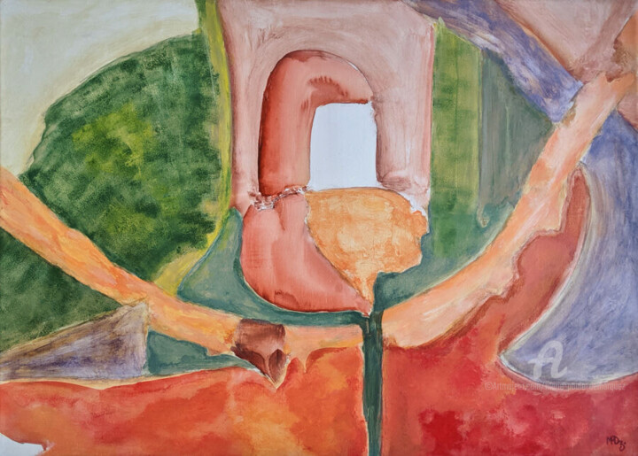 Peinture intitulée "Percée coulée" par Marie-Paule Demarquez, Œuvre d'art originale, Acrylique Monté sur Châssis en bois