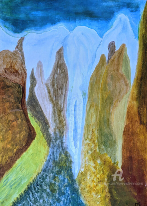 Painting titled "Aiguilles et escarp…" by Marie-Paule Demarquez, Original Artwork, Acrylic