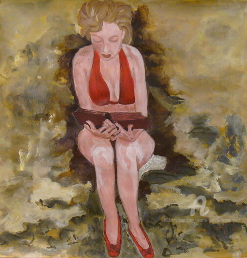 Peinture intitulée "Liseuse" par Marie-Paule Demarquez, Œuvre d'art originale, Acrylique