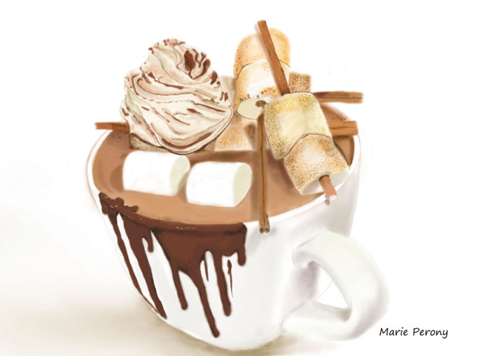 제목이 "NewYork Hot Chocola…"인 디지털 아트 Marie Perony로, 원작, 디지털 페인팅