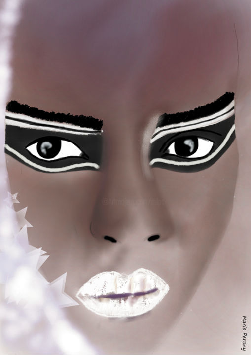 Peinture intitulée "Black Eyes" par Marie Perony, Œuvre d'art originale, Peinture numérique