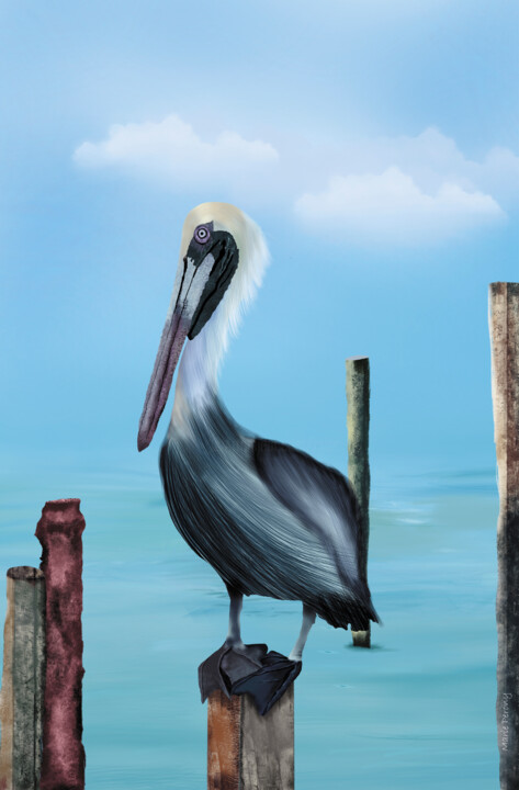 Peinture intitulée "Pelican" par Marie Perony, Œuvre d'art originale, Peinture numérique
