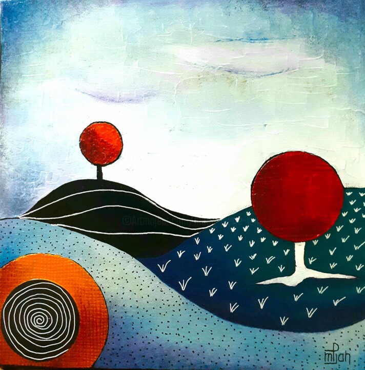 Painting titled "Zénitude" by Marie-Pierre Jan, Original Artwork, Acrylic Mounted on Wood Stretcher frame
