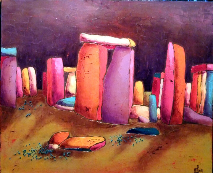 Картина под названием "stonehenge-2.jpg" - Marie-Pierre Jan, Подлинное произведение искусства, Акрил