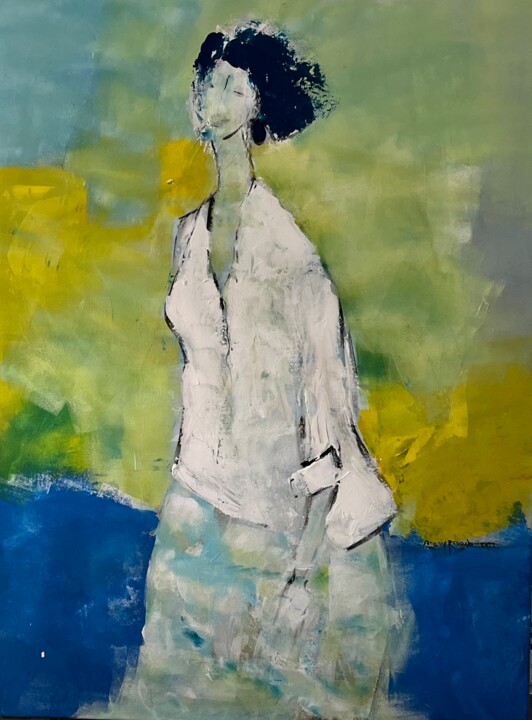 Peinture intitulée "Dame brune" par Marie Rouach, Œuvre d'art originale, Acrylique