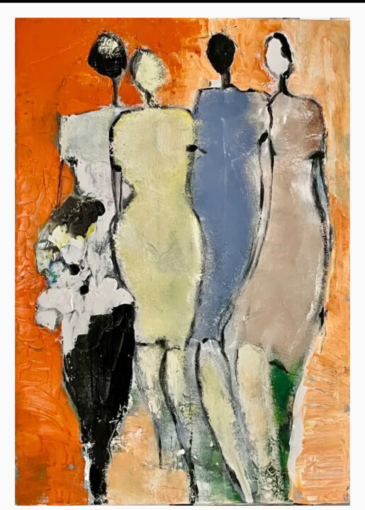 Pittura intitolato "Women abstract" da Marie Rouach, Opera d'arte originale, Acrilico