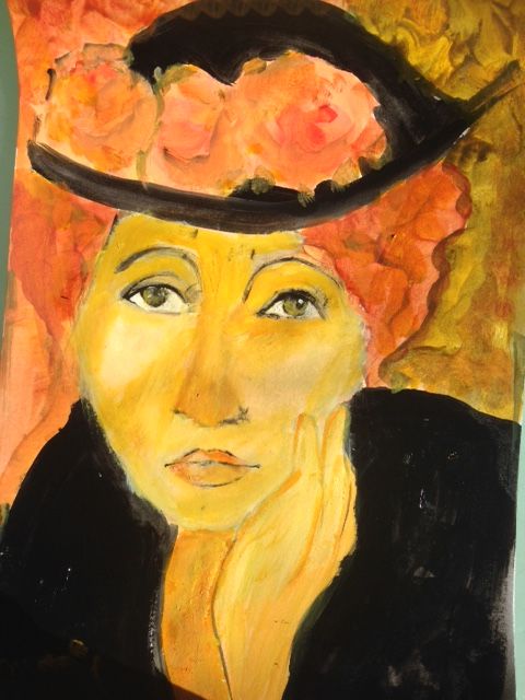 Pittura intitolato "triste-chapeautee.j…" da Marie Rouach, Opera d'arte originale