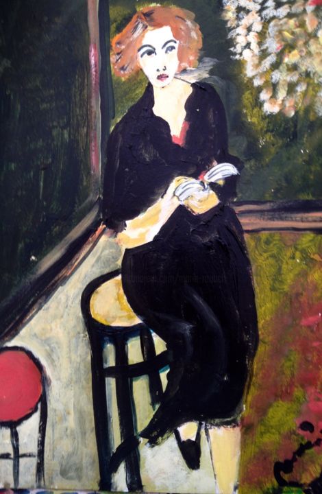 Painting titled "sur-un-tabouret.jpeg" by Marie Rouach, Original Artwork