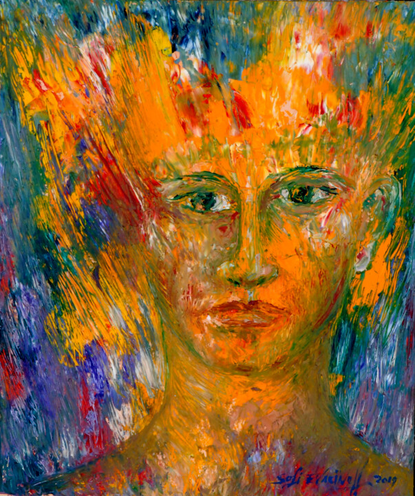 Painting titled "dévisagé 16" by Marie-Sophie Ewreïnoff (Sofi Ewreïnoff), Original Artwork, Oil