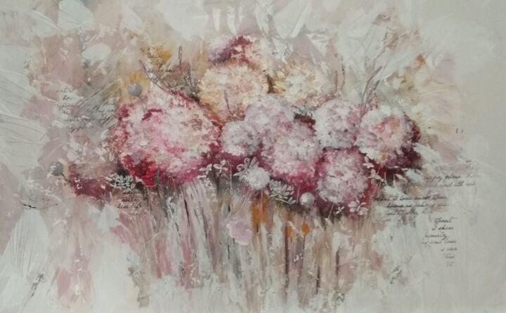 Painting titled "les hortensias" by Marie Wolff, Original Artwork, Acrylic