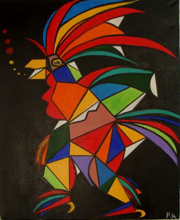 Peinture intitulée "le-coq-qui-chante-a…" par marieagnescros, Œuvre d'art originale,