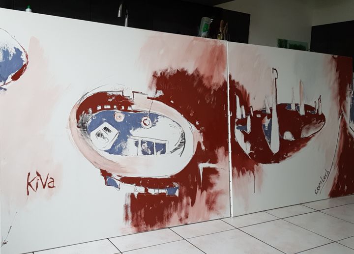 Pintura intitulada "DYPTIQUE.jpg" por Marie Ange Gomes, Obras de arte originais