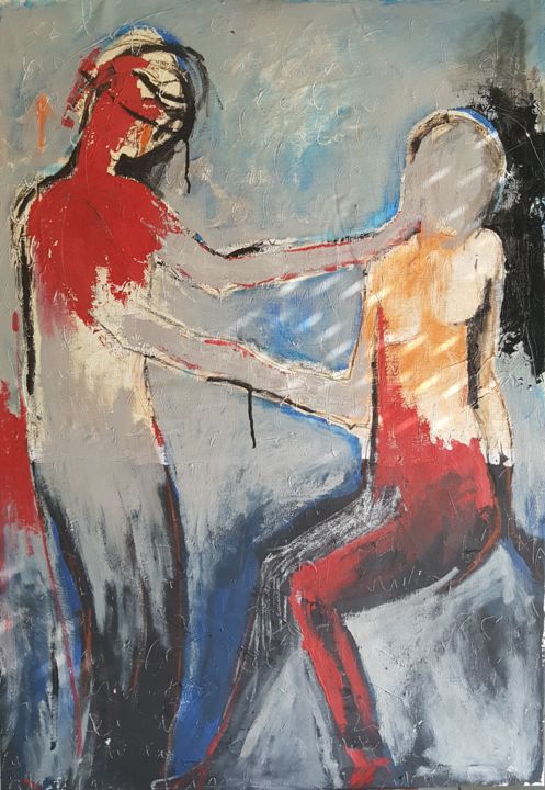 Painting titled "Soutien" by Marie Ange Gomes, Original Artwork, Acrylic