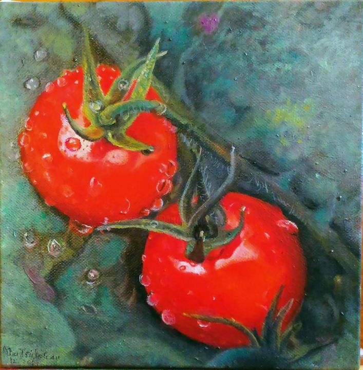 Painting titled "tomato" by Marie Ange Trichereau, Original Artwork, Oil
