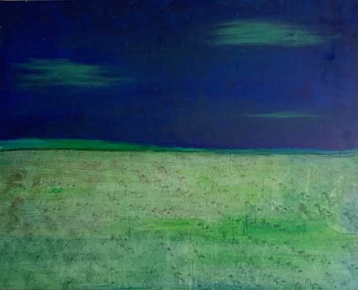 Painting titled "NUAGES VERTS" by Marie Anne Baron, Original Artwork, Acrylic