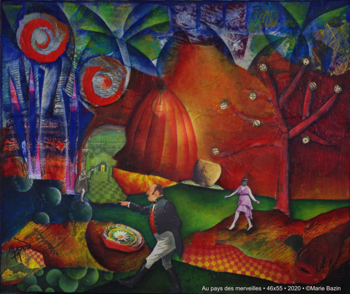Pintura titulada "AU PAYS DE MERVEILL…" por Marie Bazin, Obra de arte original, Acrílico Montado en Bastidor de camilla de m…
