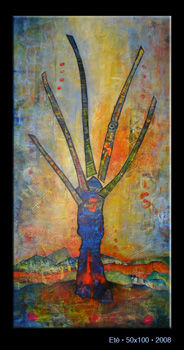 Painting titled "ÉTÉ (une vie bien r…" by Marie Bazin, Original Artwork, Acrylic Mounted on Wood Stretcher frame