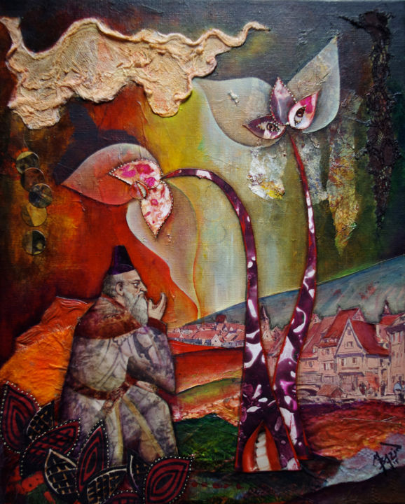 Κολάζ με τίτλο "LE SAGE" από Marie Bazin, Αυθεντικά έργα τέχνης, Κλωστοϋφαντουργία