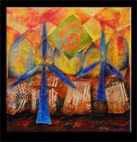 Quand le vent se confond aux ailes incroyables (40x40/2008) exposition, gers, sud ouest,