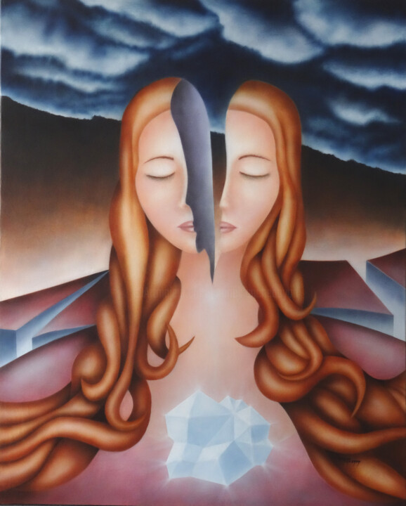 Painting titled ""Casse Coeur"" by Marie-Blanche Bayon, Original Artwork, Acrylic Mounted on Wood Stretcher frame