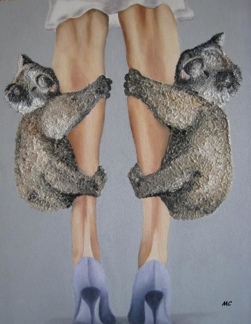 Painting titled "jambes et koalas" by Marie-Christine Cottarel, Original Artwork