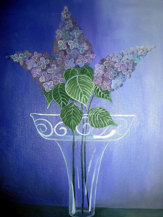 Painting titled "Lilacs" by Marie Cassidy, Original Artwork