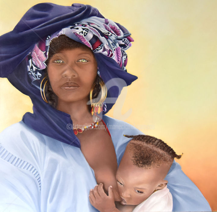 Peinture intitulée "Maternité" par Houmeau-Glowicki, Œuvre d'art originale, Huile