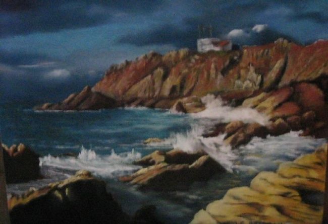 Painting titled "le phare de cancale" by Marie Claude Ramain, Original Artwork
