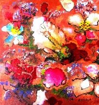 Schilderij getiteld "bouquet printanier" door Marie Claude Ramain, Origineel Kunstwerk