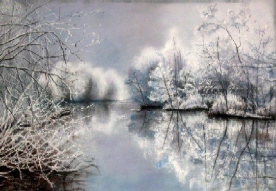 Schilderij getiteld "hiver sur les bords…" door Marie Claude Ramain, Origineel Kunstwerk