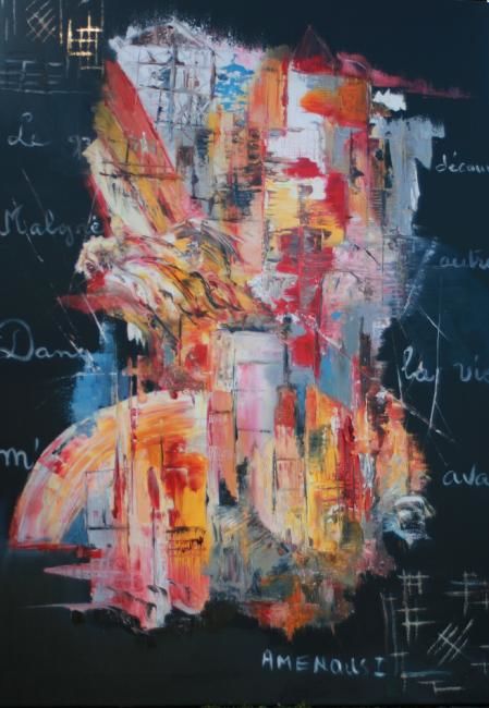 Pintura titulada "le parchemin retrou…" por Marie Claude Ramain, Obra de arte original
