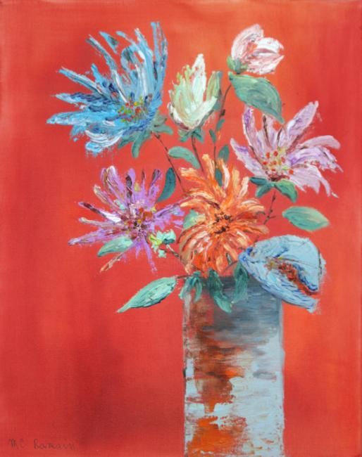 Ζωγραφική με τίτλο "bouquet II" από Marie Claude Ramain, Αυθεντικά έργα τέχνης