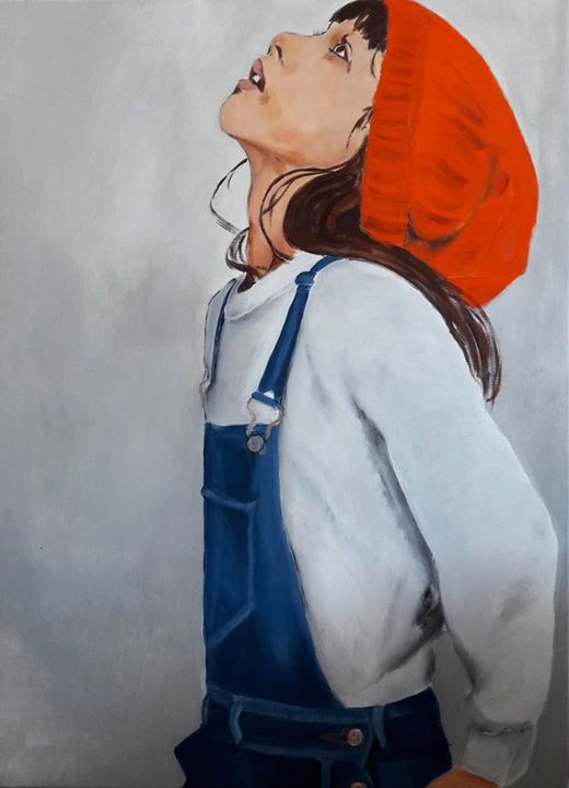 Картина под названием "Portrait enfant pei…" - Marie Colombier, Подлинное произведение искусства, Акрил