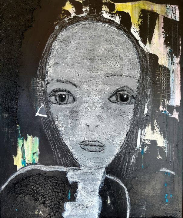 Peinture intitulée "Faire face au temps…" par Marie-Claire Pozzobon, Œuvre d'art originale, Acrylique Monté sur Châssis en b…