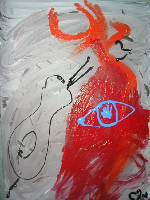Painting titled "femme au violoncelle" by Mpi, Original Artwork