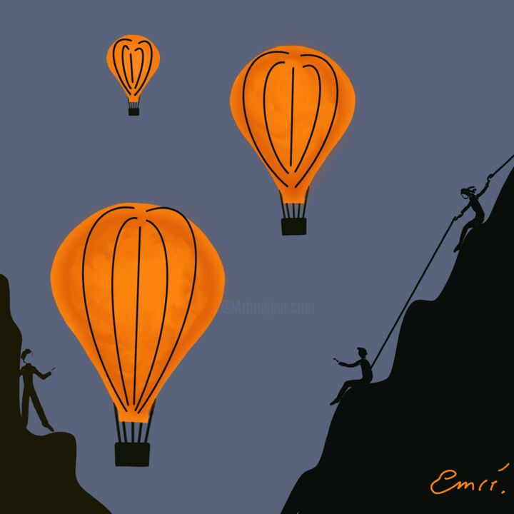 Digitale Kunst getiteld "montgolfieres" door Emcé_digital, Origineel Kunstwerk, 2D Digital Work