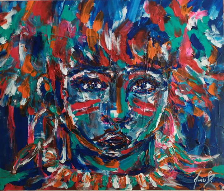 Painting titled "Tribe" by Marie B., Original Artwork, Acrylic
