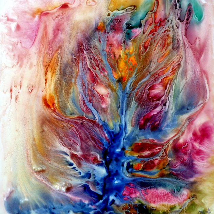 Peinture intitulée "inflorescences" par Marie-Françoise Vigreux, Œuvre d'art originale, Aquarelle