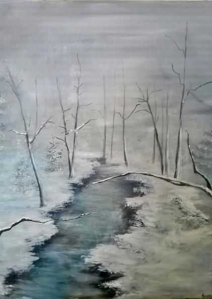 Painting titled "Teinte hivernale" by Marie Foisnet, Original Artwork