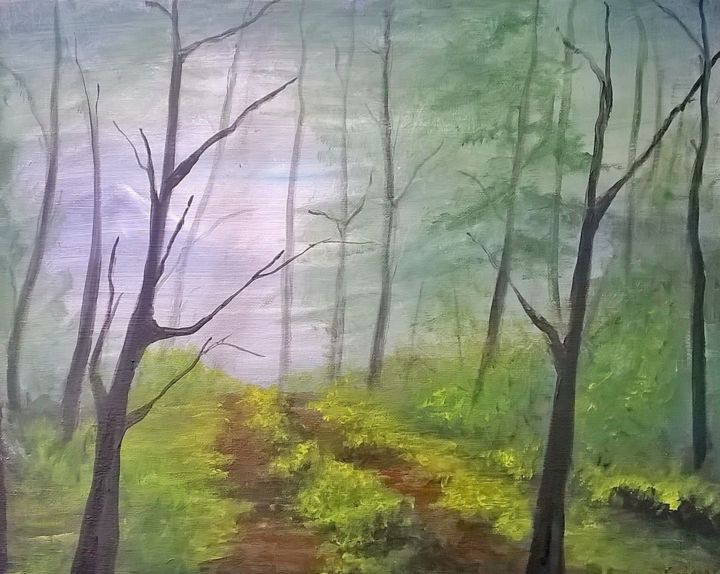 Pintura titulada "En forêt 2" por Marie Foisnet, Obra de arte original