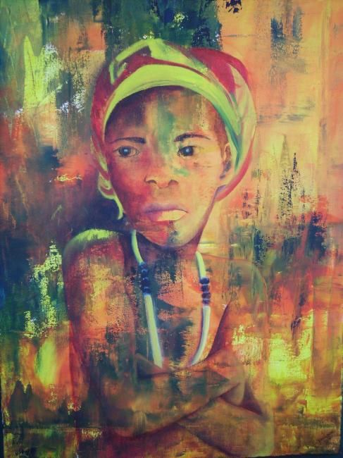 Peinture intitulée "africain" par Marie-José Vivensang, Œuvre d'art originale, Huile